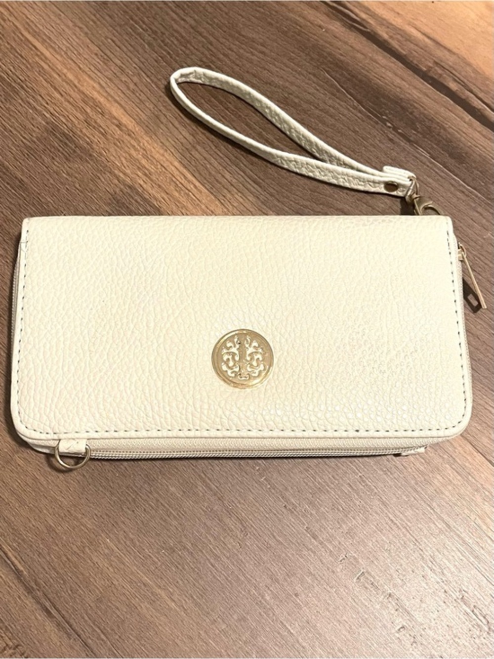 Sasha Cream Wristlet Wallet Crossbody Purse with Gold Hardware!